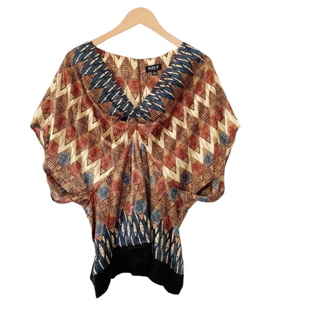Allen B by Allen Schwartz Brown Printes Boho Kimono Blouse